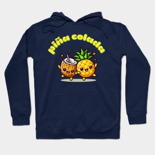 Pina colada cute kawaii ananas and coconut Hoodie